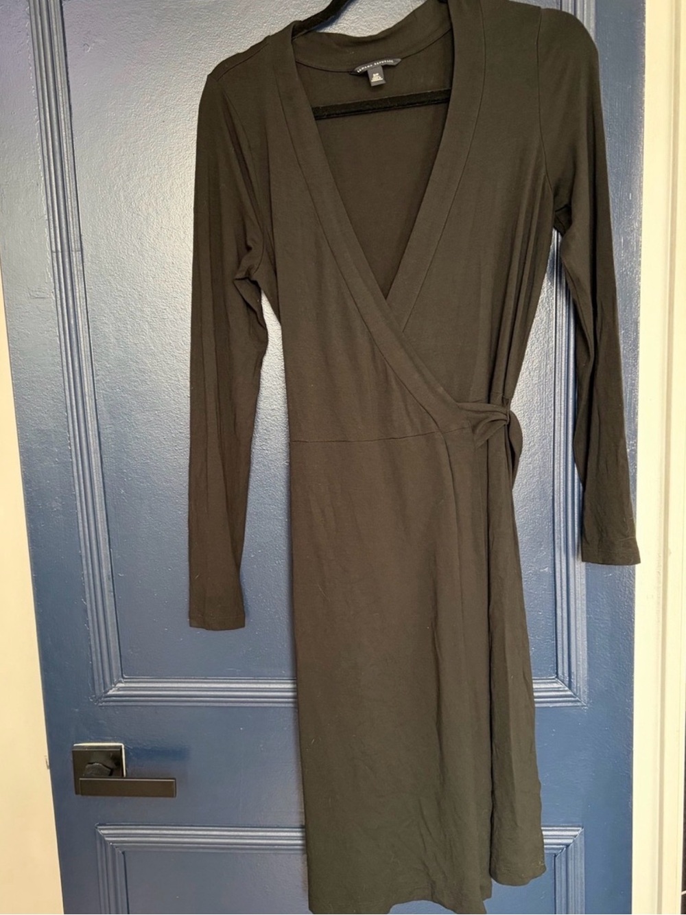 Banana Republic Black Long Sleeve Wrap Midi Dress Size S